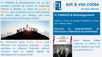 FL FINANCE & Développement est une Société à Mission depuis mi 2021