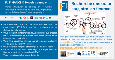 Janvier 2024 - FL FINANCE & Développement recherche plusieurs stagiaires en pré embauche pour 6 mois - Conseil et M&A
